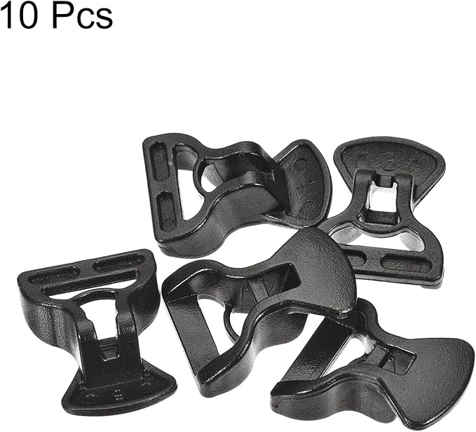 MECCANIXITY Tent Rope Buckles, 4mm Plastic Guyline Adjuster Cord Tensioners for Outdoor Camping Canopy Tarp, Black Pack of 10