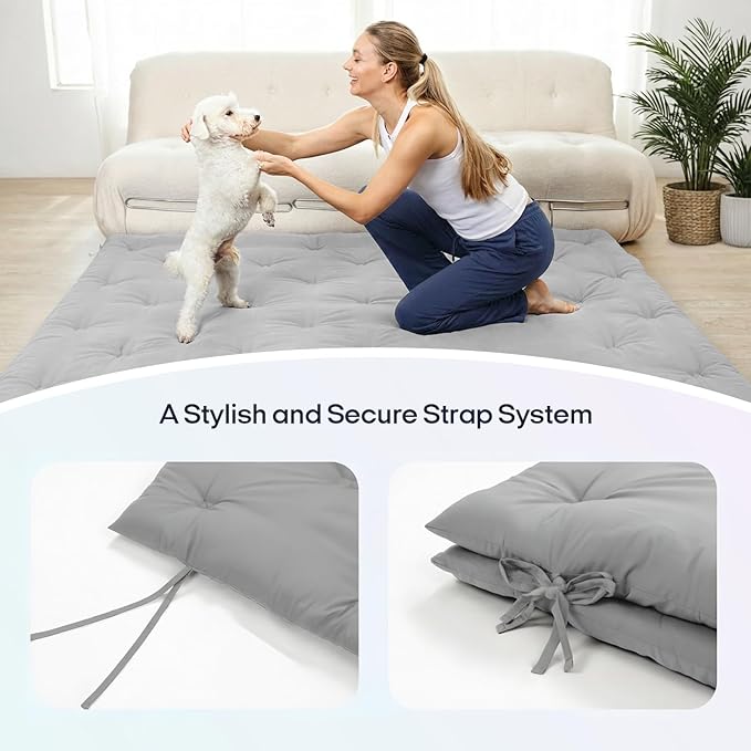 Syrinx Water Resistant Japanese Futon Mattress, Full Size 75"x54", 2.5 Inch Thick Japanese Floor Mattress Tatami Mat, Foldable Floor Bed Sleeping Pad for Dormitory Guest Room Camping