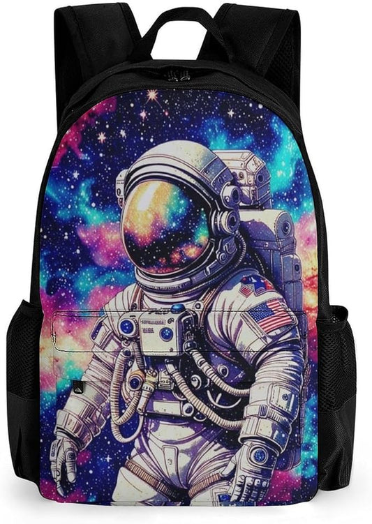 Supdreamc Lightweight Backpack for Gym Travel Bicycle, Big Capacity Multipurpose Anti-Theft Carry On Bag, Space Astronaut Galaxy Starry Art Travel Hiking Bag Day Pack
