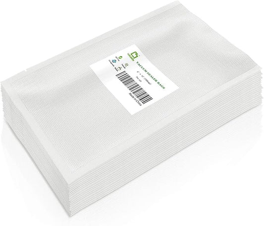 CANLENPK 6x10 Inch/15x25cm Vacuum Sealer Bags,Pint SizePrecut Food Storage Bag,Seal Meal Snack Fruit Nut etc,Boil Steam Heat Freeze Safe,Commercial Grade Heavy Duty Sealable Sous Vide Bags(100PCS)