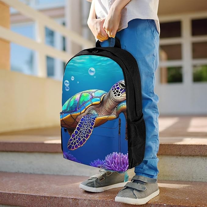 Supdreamc Men Women Lightweight Sea Turtle Backpack Large Capacity Bookbag With Smooth Zippers for Gym Business Running
