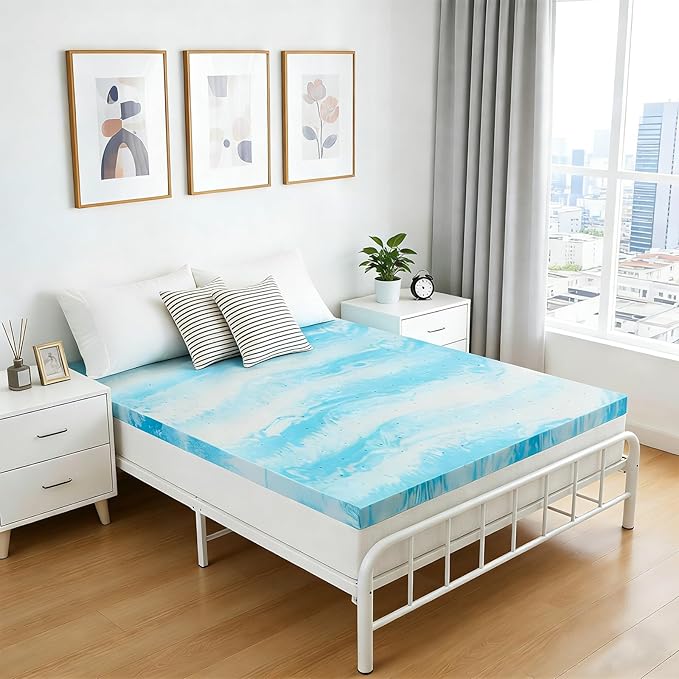 IULULU Queen Size Mattress Topper, 3 Inch Gel Memory Foam Topper, Pressure Relief & Cooling, CertiPUR-US Certified