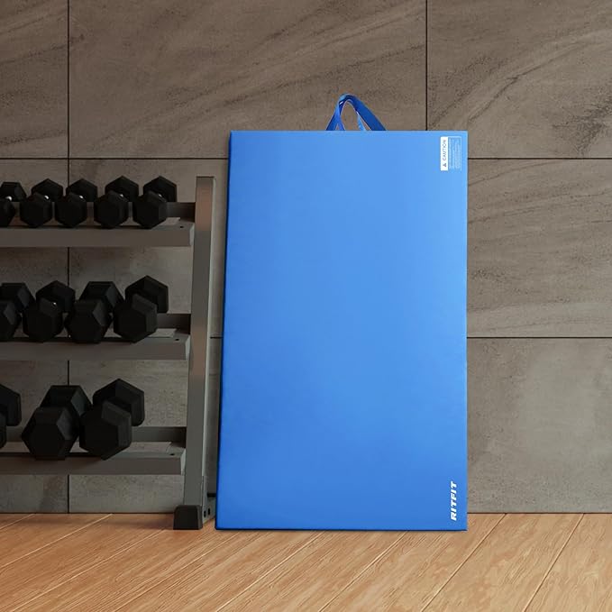 RitFit Upgraded Folding Exercise Mat, 2 Inch Thick Gymnastics Mat 3’x6’,4’x8’,4x10’,2'x8' with Carrying Handles for Yoga, MMA, Stretching, Core Workouts and Home Gym Protective Flooring