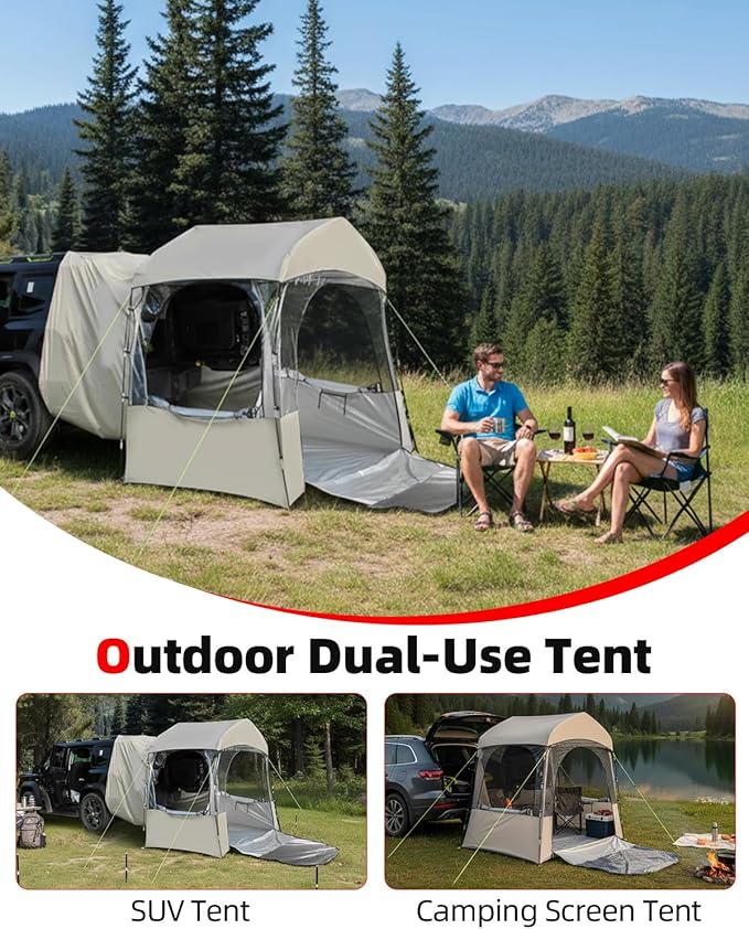Abahub Clear Bubble SUV Tent for 1-4 Person, Clear Car Tent with Waterproof Rainfly, Outdoor SUV Winter Tent with Carry Bag for Family Camping
