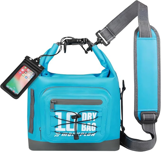 Dry Bag Waterproof,5L/10L/20L/30L Roll Top Dry Bag Backpack with WaterProof Phone Case for Swim,Kayak(Sky Blue 10L)