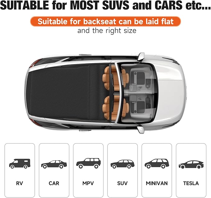 SUV Air Mattress, Self-Inflating Memory Foam Car Bed Mattress for SUV, Travel Camping Car Sleeping Pad with Storage Bag