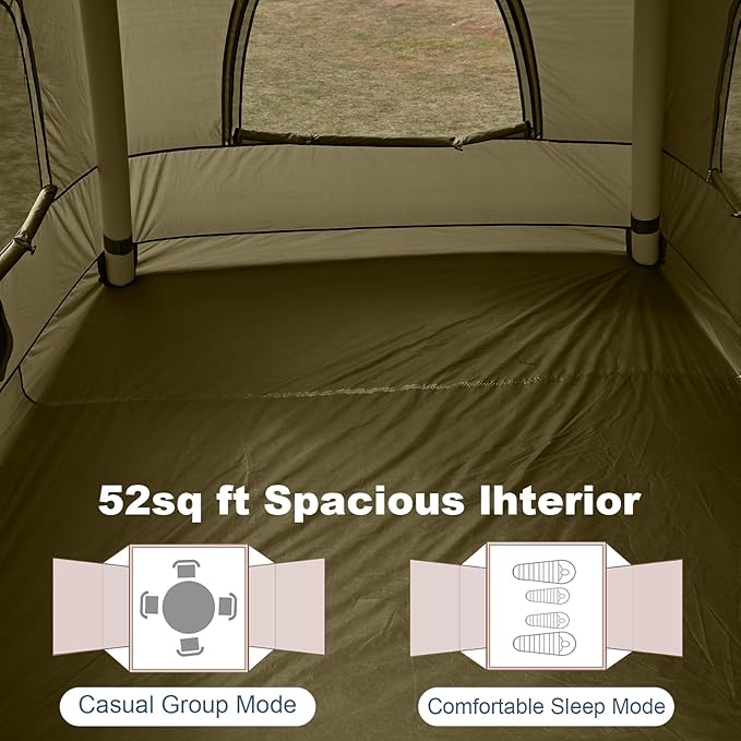 Inflatable Tents for Camping,2/4 Person Easy Setup Blow Up Tents for 4 Seasons Waterproof InflatableTent for Camping, Air Glamping Tents for Camping Adult