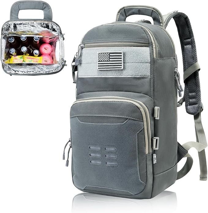 DBTAC Tactical Lunch Backpack, Large Lunch Cooler for Men Women | Backpack Coolers insulated for Work Picnic Travel (Arsenic Gray, 24-Cans)