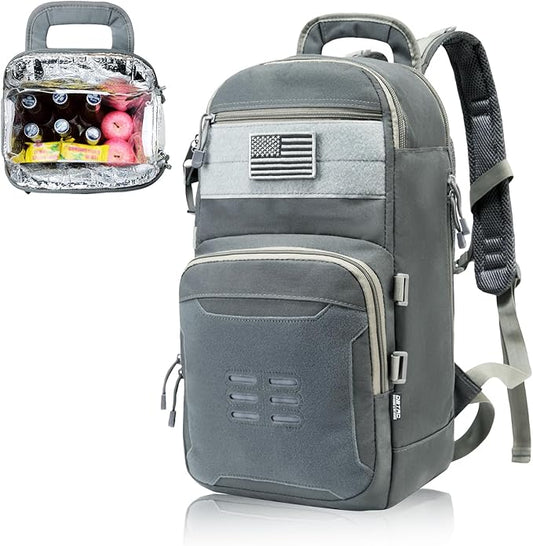 DBTAC Tactical Lunch Backpack, Large Lunch Cooler for Men Women | Backpack Coolers insulated for Work Picnic Travel (Arsenic Gray, 24-Cans)