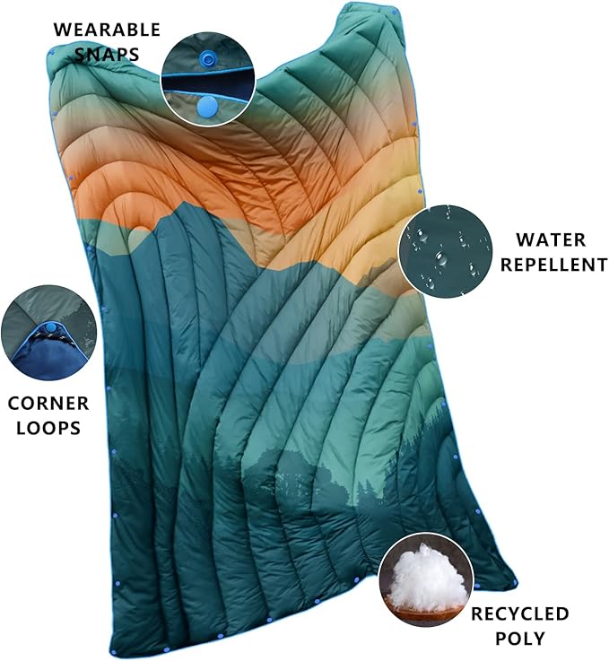 Camping Blanket,Lightweight Puffy Printed Camping Blanket Packable Outdoor Blanket for Camping,Traveling, Stadium, Hiking, Picnics