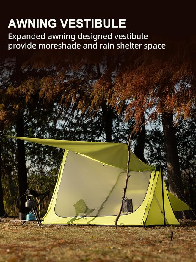 TOMOUNT Ultralight Bivy Tent 15D Nylon Trekking Pole Tent for one Person,Lightweight Backpacking Tent,Waterproof Windproof Tents for Climbing,Camping,Hiking,Trekking