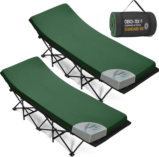 CYMULA Camping Cot Mattress 3in Memory Foam Sleeping Pad,Soft Warm Non-Slip Camping Mattress Topper with Retaining for Adults,Portable Roll up Pad for Travel