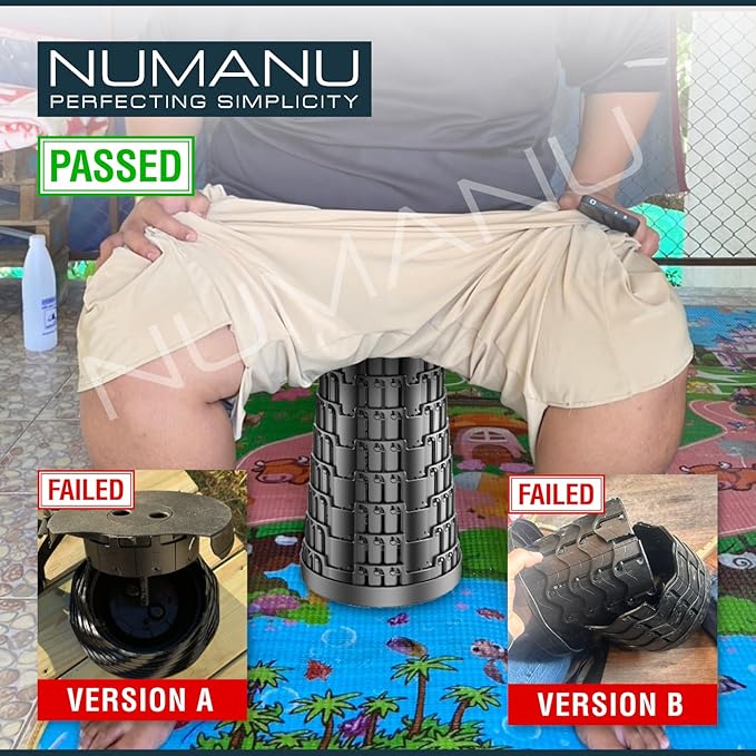 NUMANU 2025 Upgraded Collapsible Stool & 3IN1 Cushioned Carry Bag, Telescopic Folding Stool, Max 620lbs Adjustable Height Camping Chair, Retractable Seat or Travel Footrest for Outdoors, 18" H Stool