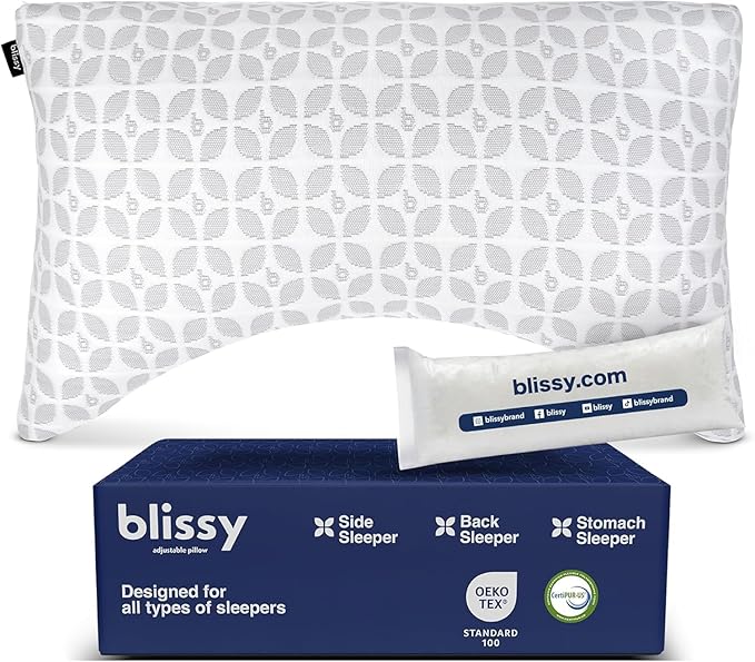 BLISSY Adjustable Memory Foam Pillow with Cooling Technology (King Size) - Oeko-TEX & CertiPUR-US
