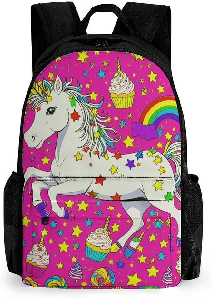 Supdreamc Backpack Polyester Multipurpose Anti-Theft Psychedelic Trippy Unicorn Shoulder Bag Big Capacity Gym Outdoor Hiking Backpack With Padded Straps