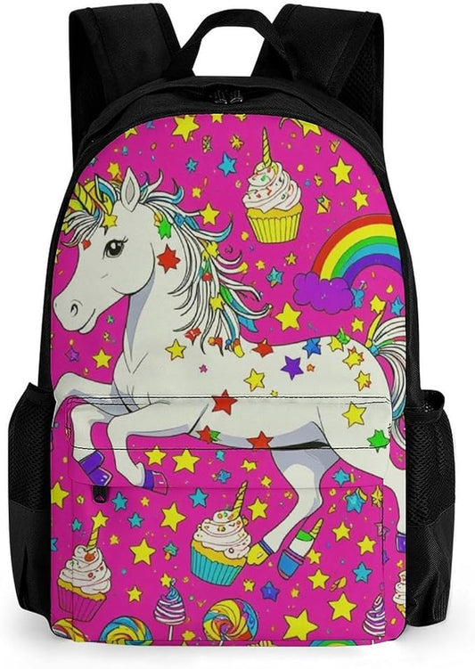 Supdreamc Backpack Polyester Multipurpose Anti-Theft Psychedelic Trippy Unicorn Shoulder Bag Big Capacity Gym Outdoor Hiking Backpack With Padded Straps