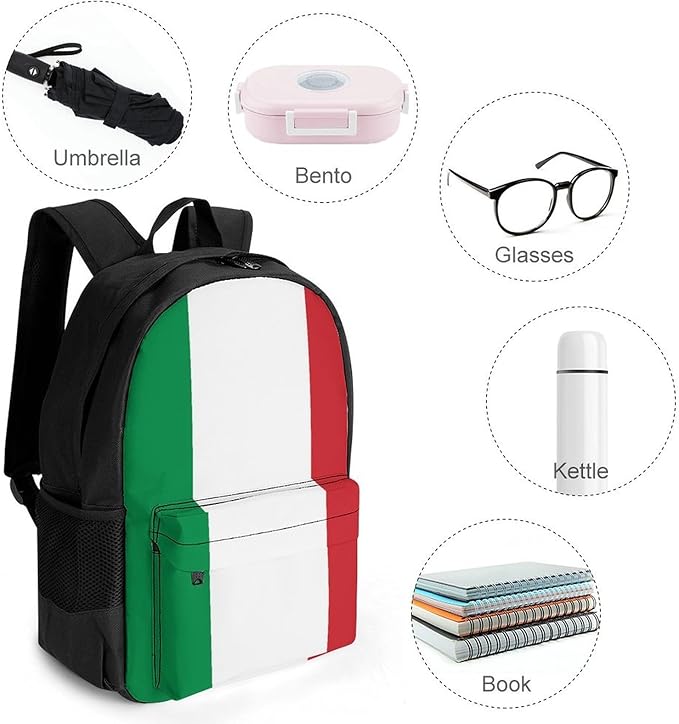Casual Daypack Multipurpose Anti-Theft Large Capacity Carry On Bag, Italy Flag Casual Daypack Climbing Shoulder Bag With Padded Straps