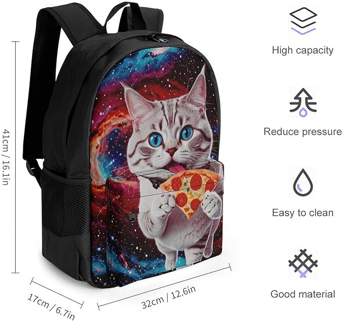 Supdreamc Daypack Backpack Multipurpose Anti-Theft Large Capacity Bookbag, Galaxy Taco Cat Pizza Travel Hiking Camping Rucksack With Adjustable Shoulder Straps