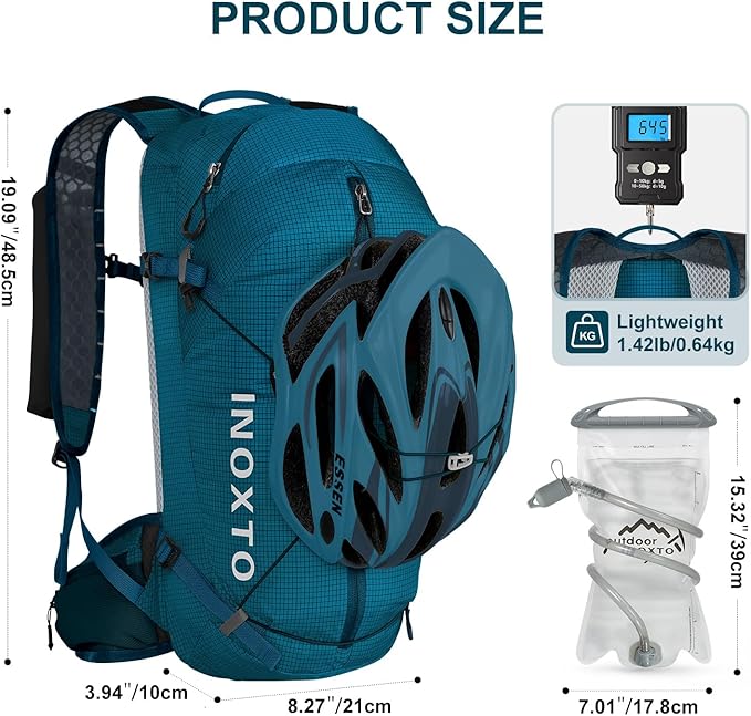 IX INOXTO Hydration Backpack, 20L Multipurpose Hiking Backpack with 2L Water Bladder, Water Backpack Insulated Hydration Pack Ideal for Hiking and Cycling