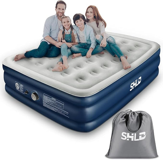 Queen Air Mattress with Built-in Pump,18''Raised Blow Up Mattress 2Mins Self inflation,48Hr Leak-Proof Test,Upgraded Thicker Inflatable Mattress Air Bed with storage Bag for Guests,Camping,660 lbs Max