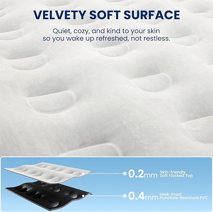 Queen Air Mattress with Headboard, Built-in Pump, 19" Raised Upgraded Comfort, 800 lbs Heavy-Duty Support, 48-Hour Leak-Tested, 3.5 Min Inflatable Portable Blow Up Mattress for Home, Guest & Camping