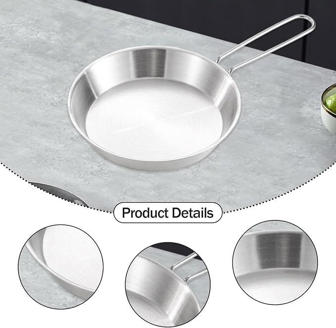 Stainless Steel Camping Fry Pan Cookware Foldable Handle Easy to Clean Multipurpose Outdoor Cooking Griddle Non Stick Skillet, 16cm