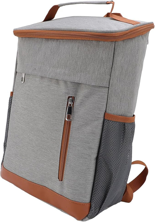 Dioche Cooler Backpack Cooler Backpack, Large Capacity, Leakproof, Multipocket Outdoor Picnic, Rainproof Design, Suitable for Beach Camping, Family Gatherings, Blue. (Gray with Orange)