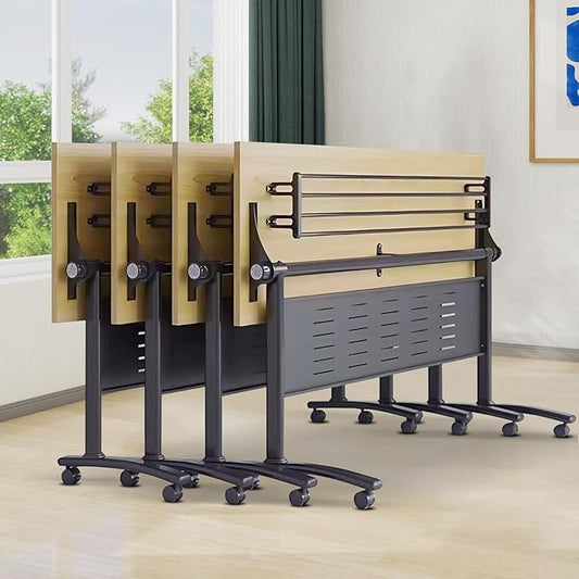 2Packs Conference Room Table Foldable, Rectangular and Space-Saving Desk for Meetings, Offices, and Classrooms Heavy Duty, Sturdy Construction Easy Setup (Maple Finish 61 * 19.6 * 29.5Inch)