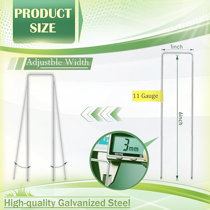 AJART Landscape Staples Garden Stakes: 6 Inch Reusable Galvanized Steel Spikes for Artificial Turf, Tents & Ground Cover - 50 Pcs