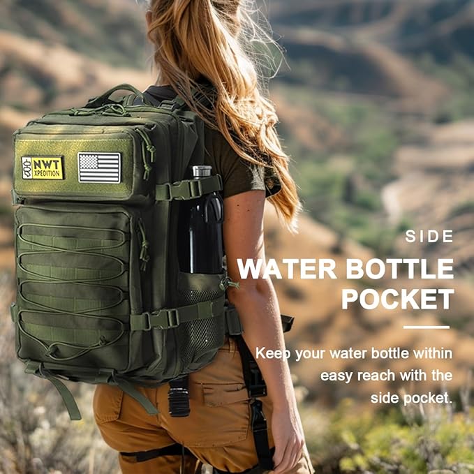 Military Tactical Backpack,Sturdy Work & Molle Laptops Rucksack, Heavy Duty Pack for Hiking Camping Travel Fishing Gym,Black
