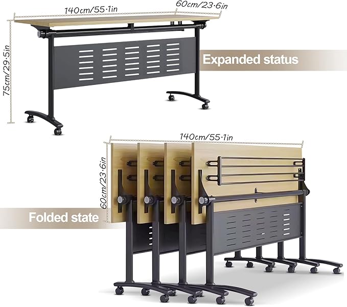 55.1 INCH Quick-Fold Training Table – Portable Conference Desk with Reinforced Metal Legs, Ideal for Office, Seminar, and Workshop Environments