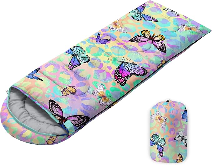 Sleeping Bags for Adults Youth Kids,3D Printing Camping Sleeping Bag for Girls Boys Lightweight Waterproof Cold/Warm Weather Sleeping Bag for 3 Seasons