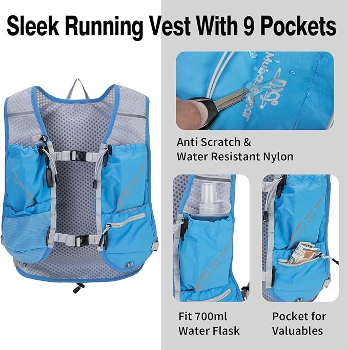 Lightweight Running Vest for Women and Men Hydration Backpack Pack with 1.5L Water Bladder Bag Running Gear Accessories for Hiking Trail Cycling Marathon