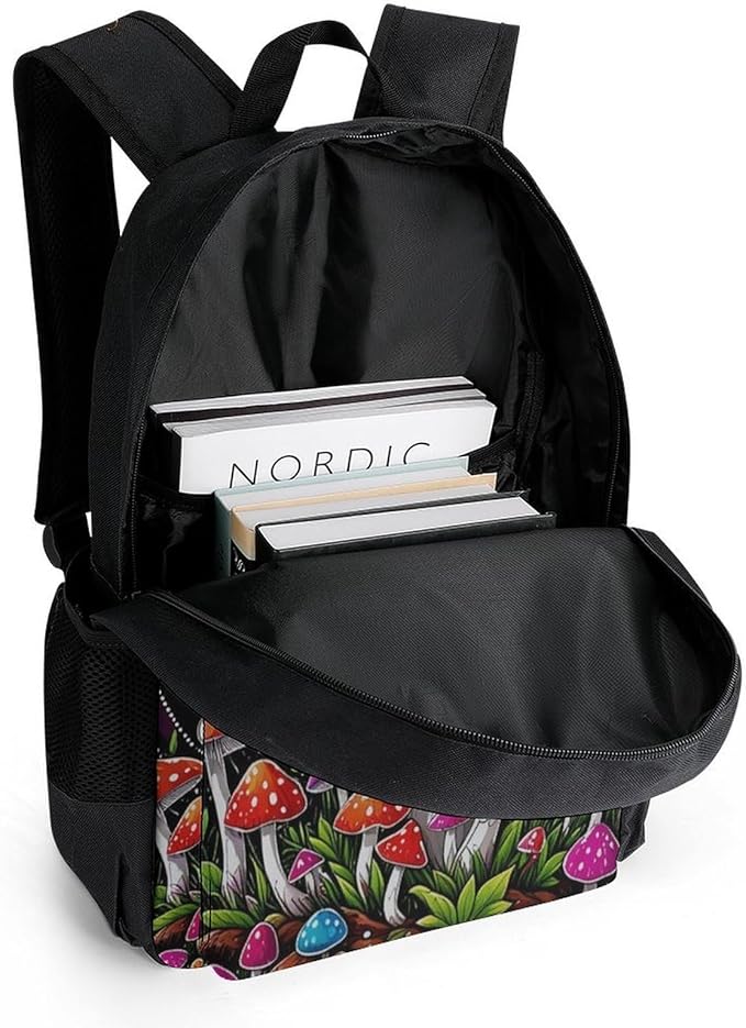 Backpack Anti-Theft Multipurpose Large Capacity Carry On Bag, Magic Mushrooms Trip Camping Outdoor Backpack With Side Pockets