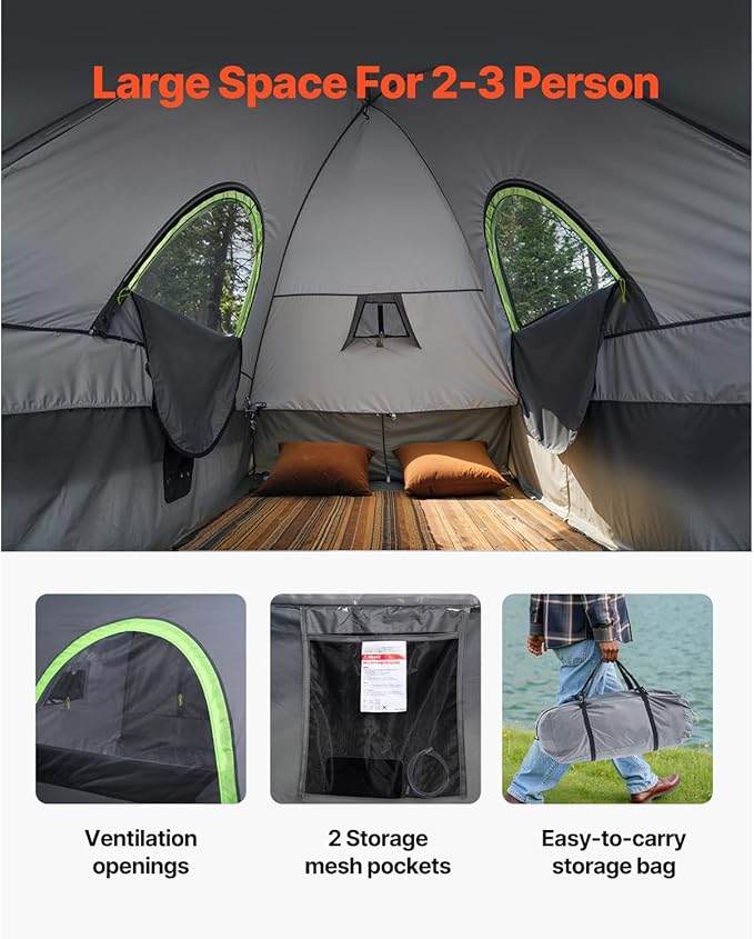 Happybuy Pickup Truck Tent for Camping, Fits 8.0-8.2 ft Trucks. Waterproof PU2000, 2-3 Person Sleeping. Sturdy Truck Bed Camper Shell with Expandable Awning, Rainfly and Storage Bag