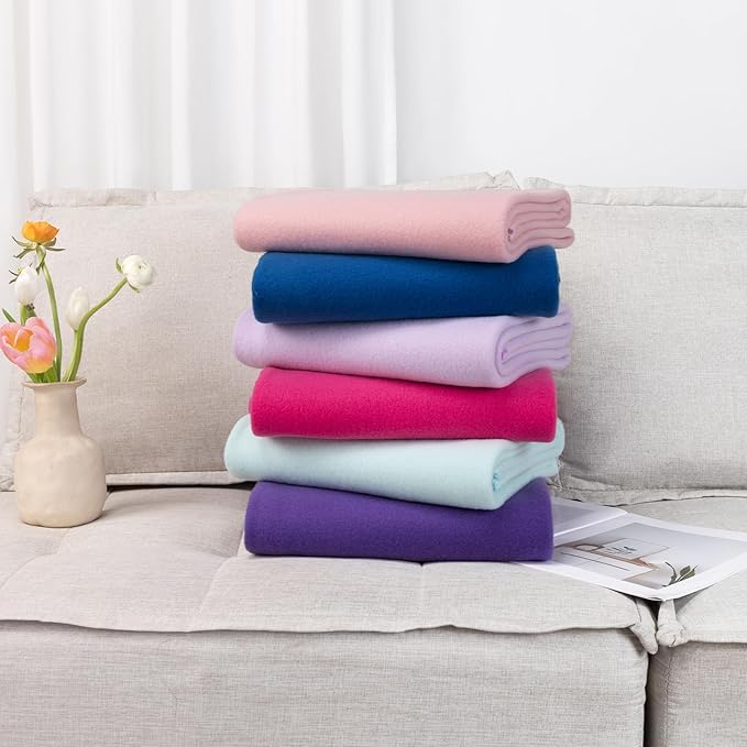 CAI TENG Fleece Throw Blanket Blankets Bulk 6 Pack Soft Lightweight for Kids Cozy Polar Fleece 50 x 60 Solid Pet-Friendly Colorful Bed Sofa Couch Fleece Fabric Travel Wedding Gift Outdoor Multicolor