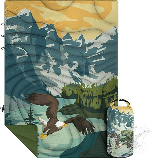 Camping Blanket Puffy - Outdoor Stadium Blanket Wearable, Lightweight, Packable, Machine Washable Camping Quilt for Traveling, Picnic, Beach, Party