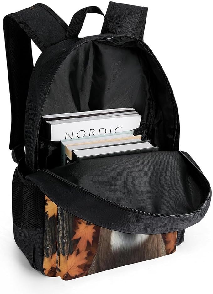 Supdreamc Men Women Polyester Fall Maple Leaves Hunting Camo Tree Deer Backpack Large Capacity Bookbag With Smooth Zippers for Climbing Picnic Bicycle