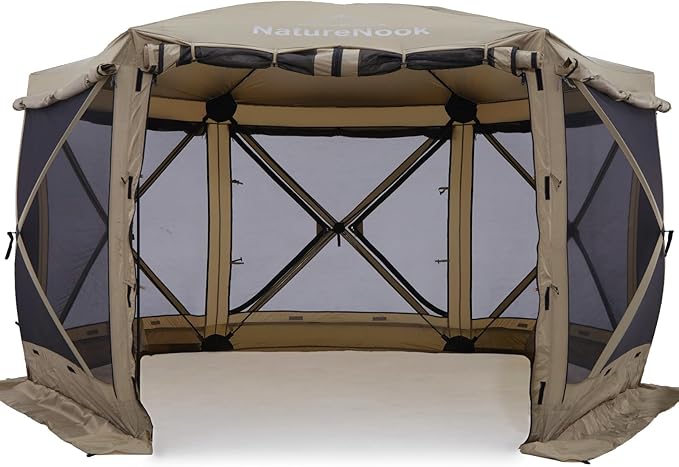 Outdoor Pop Up Tent with Mesh Screen – 12x12 Portable Canopy Tent for Camping, Beach, Garden, Picnic, Backyard, Beach
