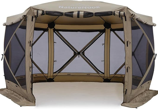 Outdoor Pop Up Tent with Mesh Screen – 12x12 Portable Canopy Tent for Camping, Beach, Garden, Picnic, Backyard, Beach