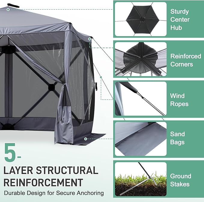 Outvita 10x10ft Instant Pop-Up Screen Tent - Outdoor Gazebo Canopy with Mosquito Netting & Carrying Bag - Versatile Pavilion Tent for Patios and Events
