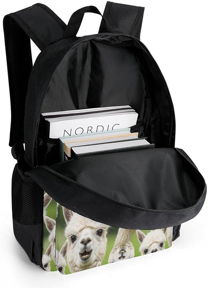 Lightweight Daypack Backpack for Sports Travel Running, Large Capacity Multipurpose Anti-Theft Bookbag, Funnny Llama Art Laptop Backpack Daypack