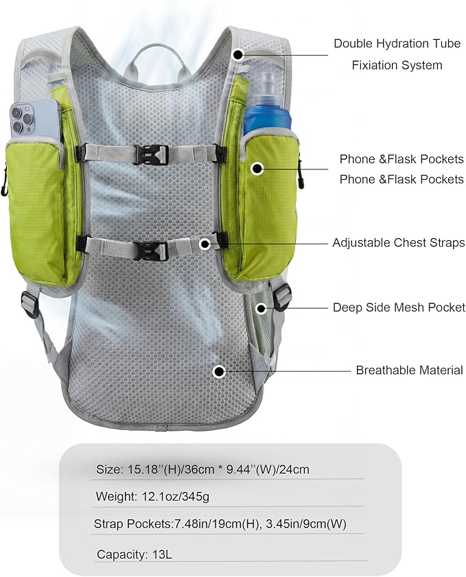 Hydration Hiking Backpack, Water Hiking Backpack, Hydration Backpack with 15l Water Bladder, Runinnng Backpack for Men Women for Cycling Campling