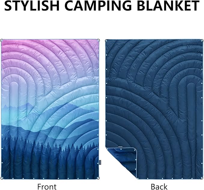 Camping Blanket,Lightweight Down Alternative Puffy Blanket Packable Outdoor Blanket for Camping,Traveling, Stadium, Hiking, Picnics
