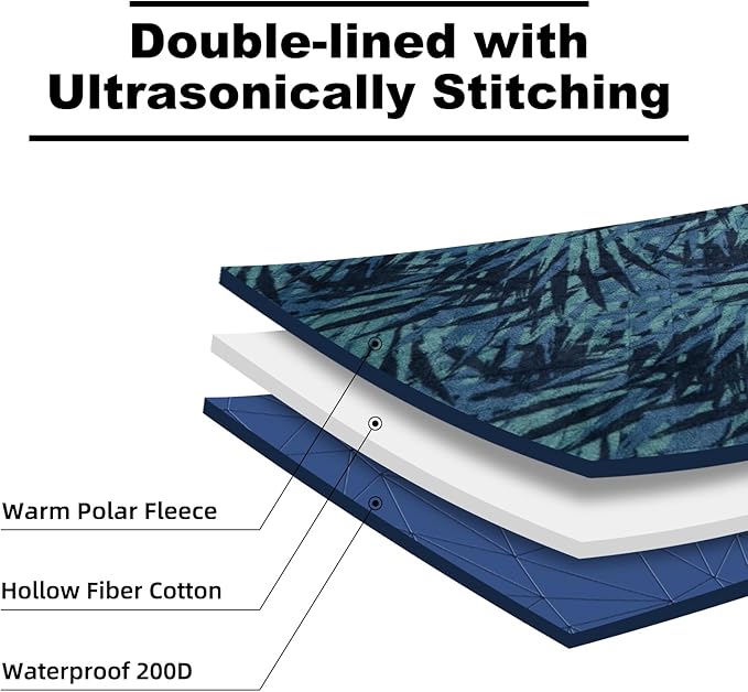 Outdoor Waterproof Blanket, Foldable Fleece Stadium Blanket for Outdoor Sports Event, Camping, Car, Pet, Picnics - Windproof, Wearable, Machine Washable 80" x 58" (Jungle)