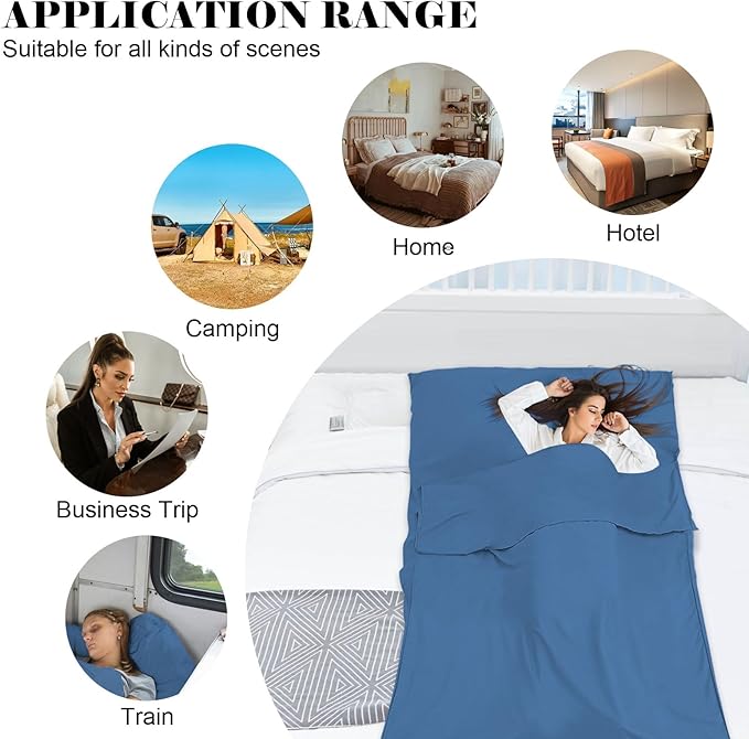 Sleeping Bag Liner,Travel Sheet & Adult Sleep Sack, Camping Sheets Travel Sleep Sack for Backpacking,Hotels & Hostels -Lightweight Single &Double Travel Sheet Camping Sheets