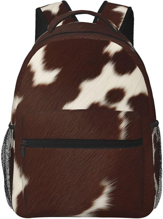 Daypack Backpack Polyester Multipurpose Anti-Theft Cow Print Shoulder Bag Big Capacity Gym Outdoor Hiking Backpack With Smooth Zippers