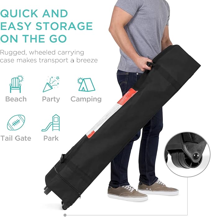 Best Choice Products 8x8ft Pop Up Canopy Tent, Outdoor Shade, 1 Person 1 Minute Set Up, Carry Case, 4 Weight Bags - Navy Blue