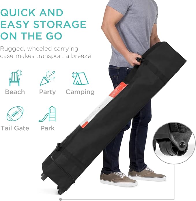 Best Choice Products 8x8ft Pop Up Canopy Tent, Outdoor Shade, 1 Person 1 Minute Set Up, Carry Case, 4 Weight Bags - Sand