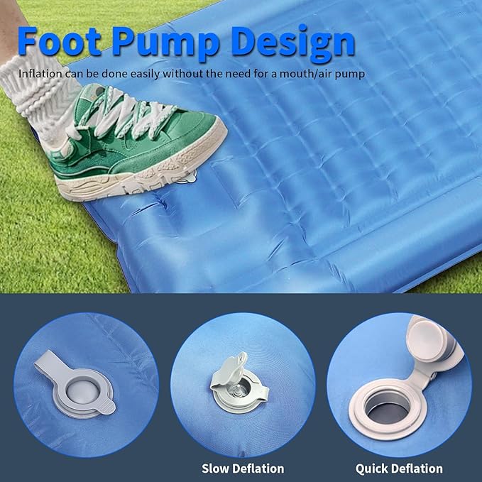 Camping Sleeping Pad, Self-Inflating Sleeping Mats with Pillow,Thick 6.2 Inch Ultralight Sleeping Pad with Built-in Foot Pump for Camping Backpacking Hiking Traveling Tent